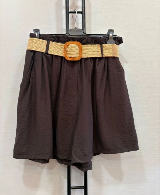 Short Fluide à Taille Élastiquée & Ceinture 