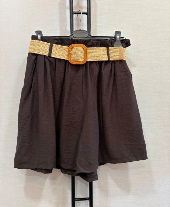 Short Fluide à Taille Élastiquée et Ceinture