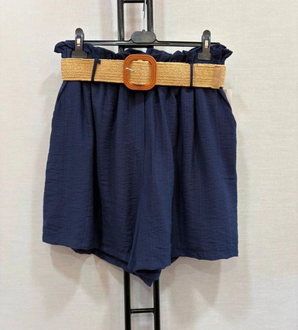Short Fluide à Taille Élastiquée et Ceinture