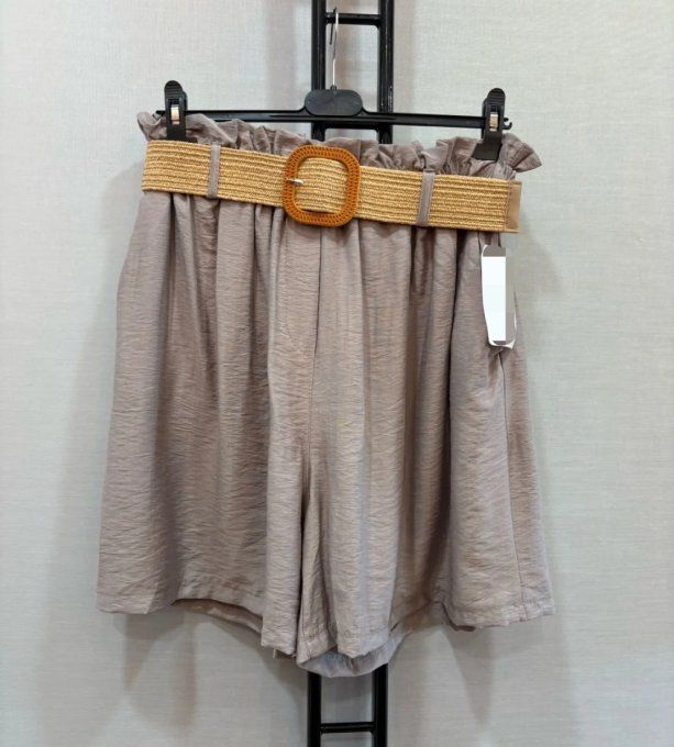 Short Fluide à Taille Élastiquée et Ceinture
