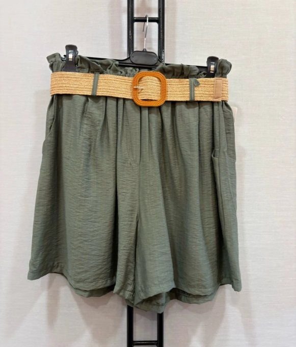 Short Fluide à Taille Élastiquée et Ceinture