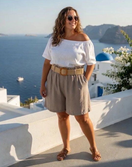 Short Fluide à Taille Élastiquée & Ceinture