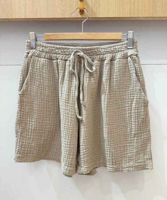 Shorts "Été Léger" en Gaze de Coton  ☀️Beige