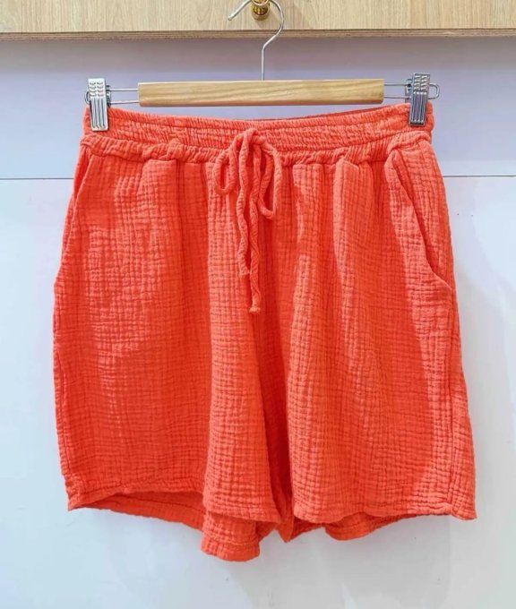 Shorts "Été Léger" en Gaze de Coton  ☀️Corail