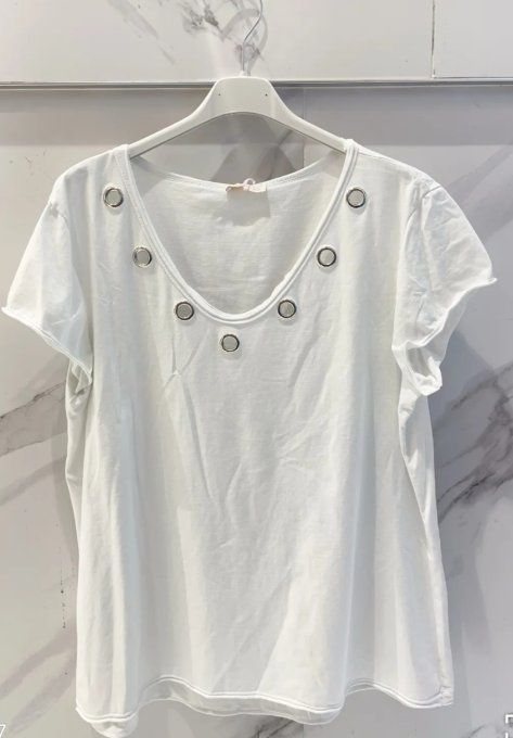 T-Shirt à Œillets Métalliques
