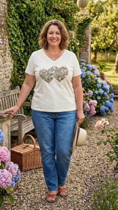 T-shirt Blanc & Cœurs Imprimés