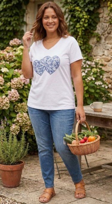 T-shirt Blanc & Cœurs Imprimés