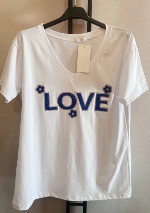 T-shirt Blanc "LOVE" & Paillettes