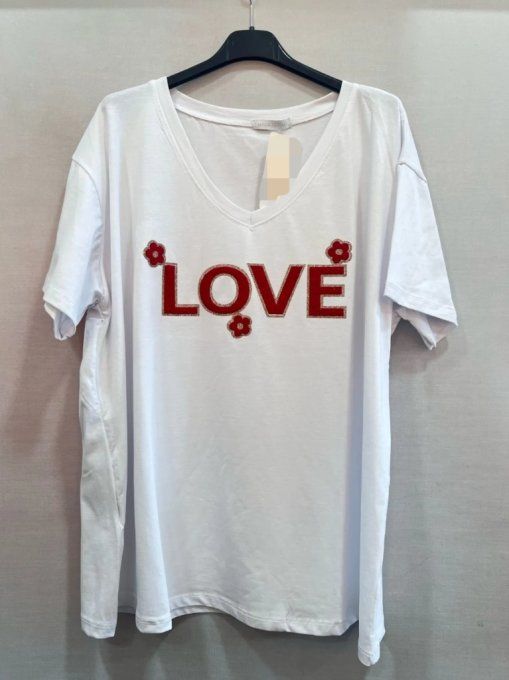 T-shirt Blanc "LOVE" & Paillettes