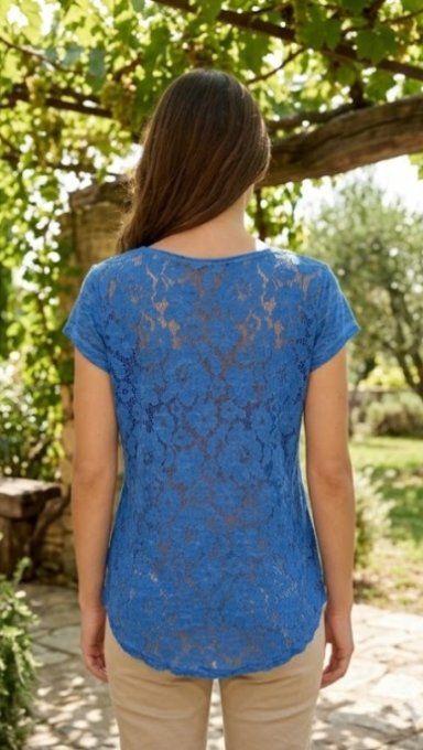 T-shirt Dos en Dentelle & Étoile Strass