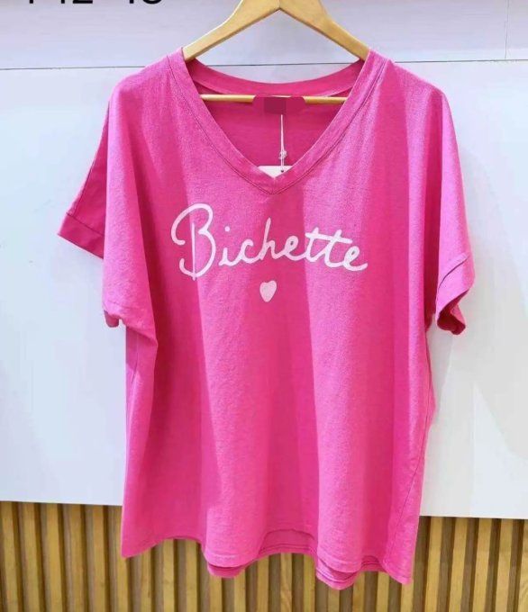 T-shirt Rose Fushia "Bichette" Cœur