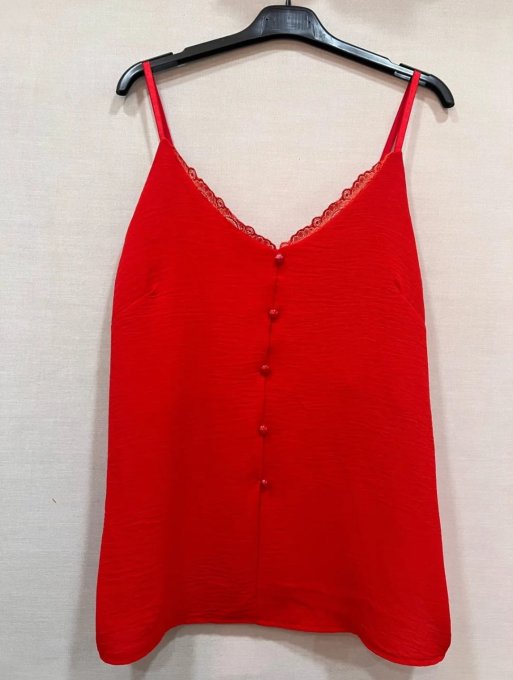 Top Bretelles avec Dentelle & Boutons décoratifs 