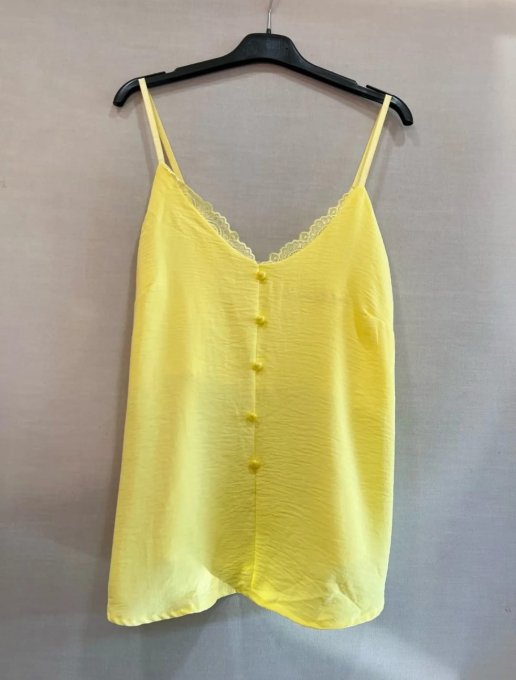 Top Bretelles avec Dentelle & Boutons décoratifs 