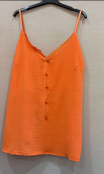 Top Bretelles avec Dentelle & Boutons décoratifs 