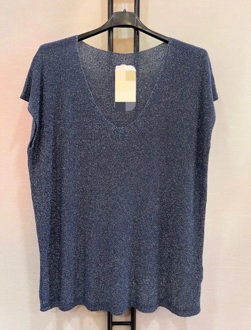 Top en Maille Brillante à Col V | Lmstyle