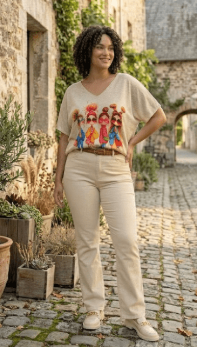 Top Estival en Lurex & Motifs Originaux