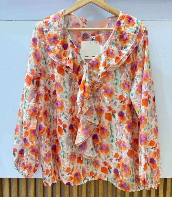 Blouse Florale Romantique à Volants