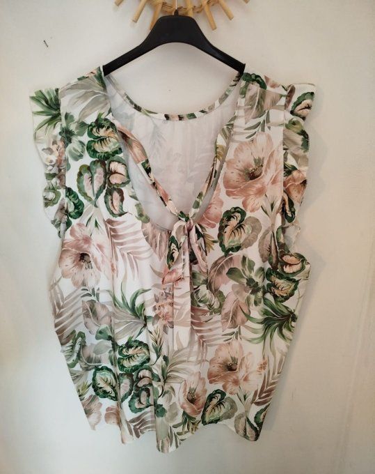 Top Fleuri & Tropical Manches Volants
