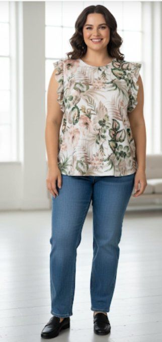 Top Fleuri & Tropical Manches Volants