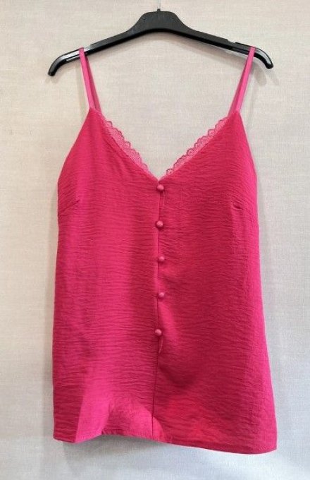 Top Bretelles avec Dentelle & Boutons décoratifs 