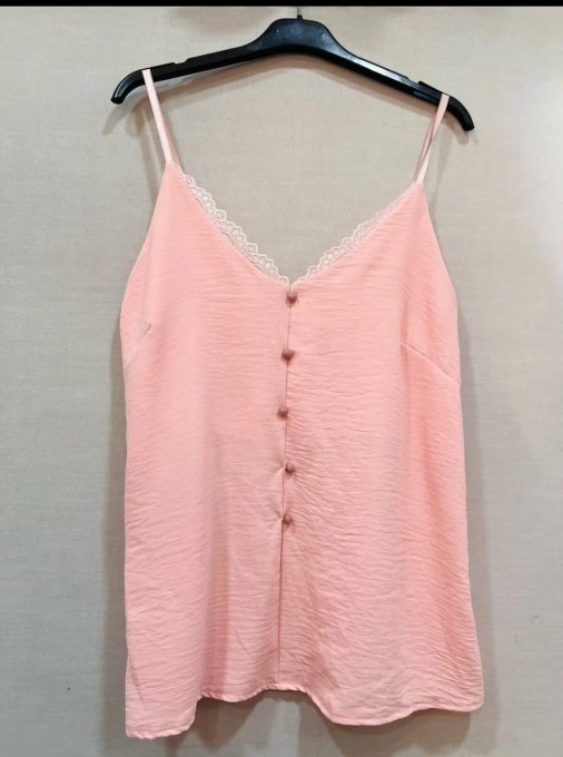 Top Bretelles avec Dentelle & Boutons décoratifs 