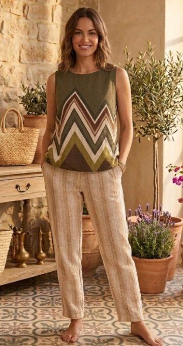 Top Sans Manches & Motifs Géométriques