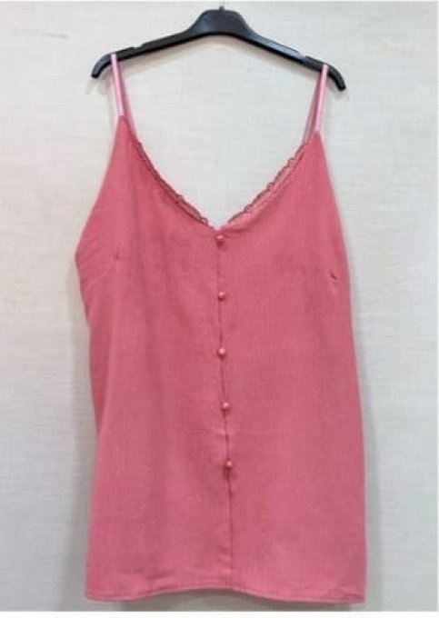 Top Bretelles avec Dentelle & Boutons décoratifs 