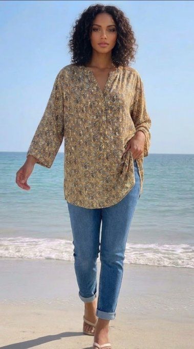 Tunique Fluide - Détails Dorés