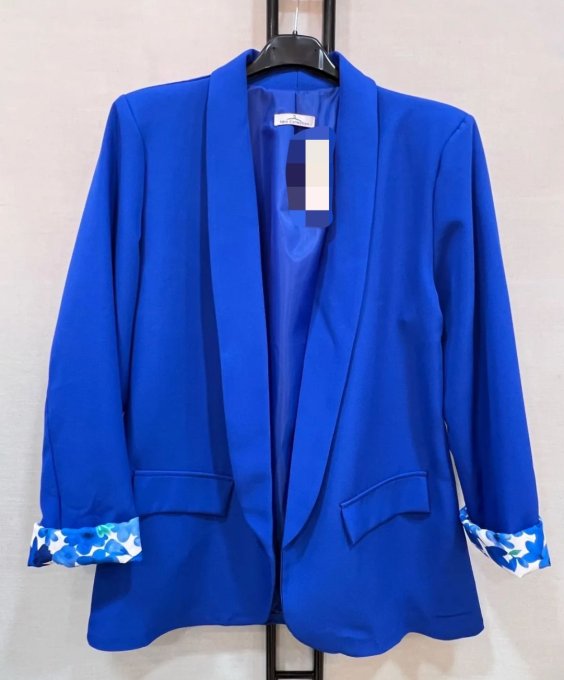 Veste Blazer & Revers de Manches Fleuris 