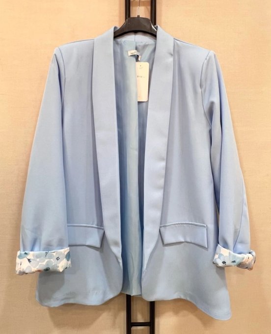 Veste Blazer & Revers de Manches Fleuris 