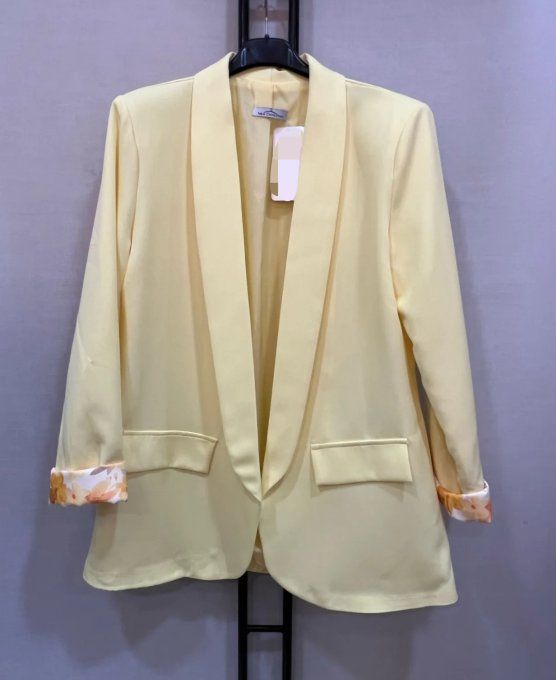 Veste Blazer & Revers de Manches Fleuris