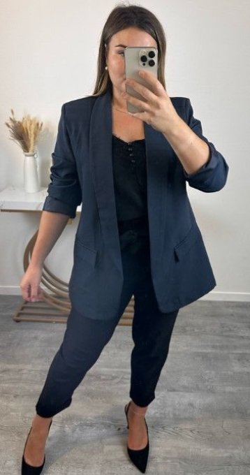 Veste blazer unie - Noir - 38/40