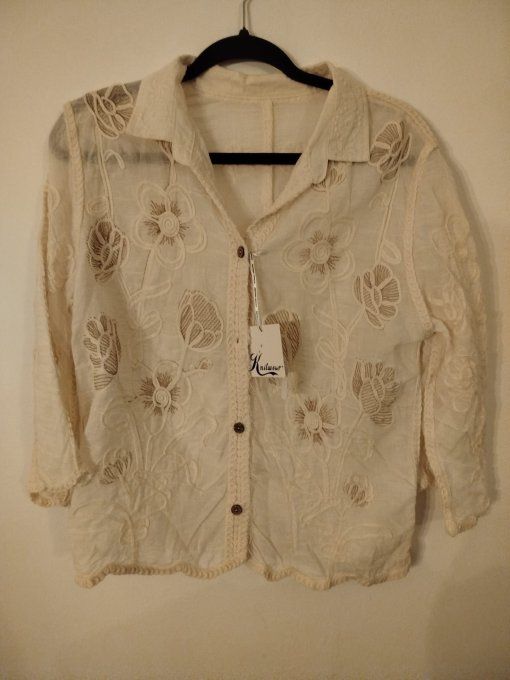 Veste Chemisier Brodé & Motifs Floraux