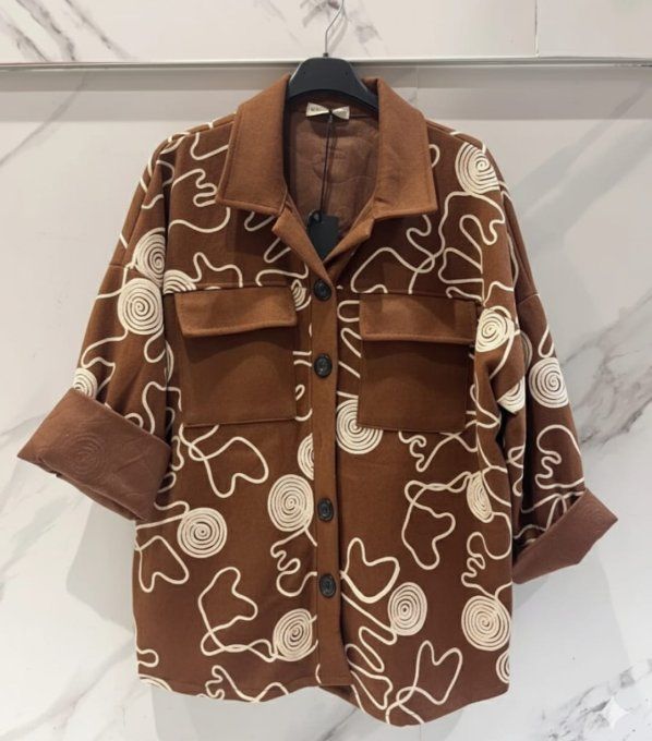 Veste chemise en Suédine Chocolat