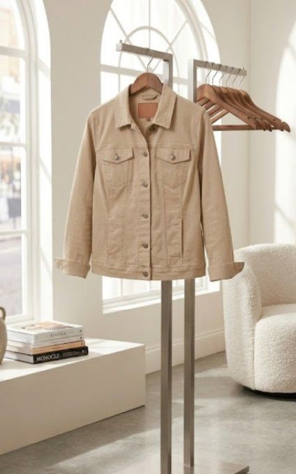 Veste en Jean Beige Naturel