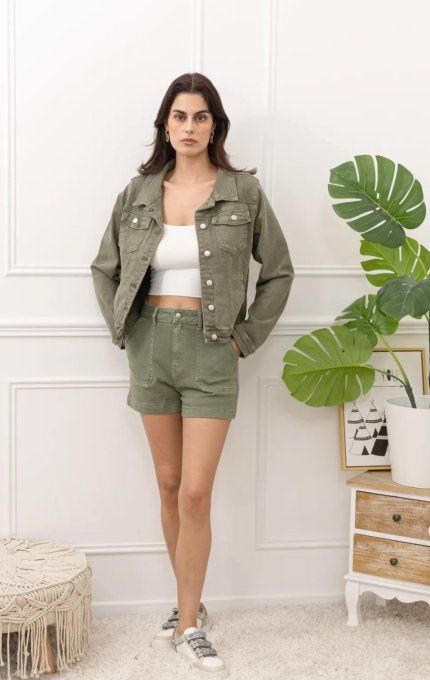 Veste en Jean Kaki