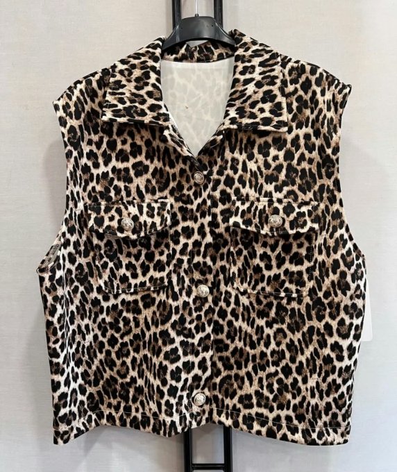 Veste léopard sans manche 
