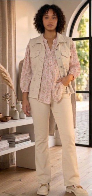 Veste sans manches en jean ajouré ✨