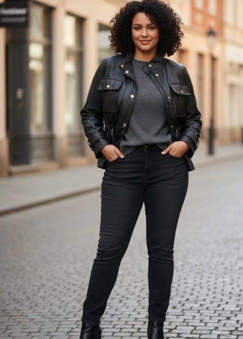 ​Veste Style Utility Simili-Cuir Noir