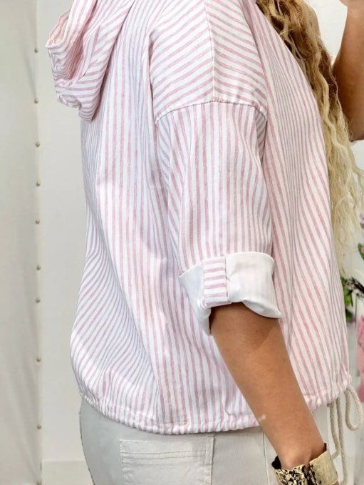 Veste Zippée à Rayures & Matière Extensible