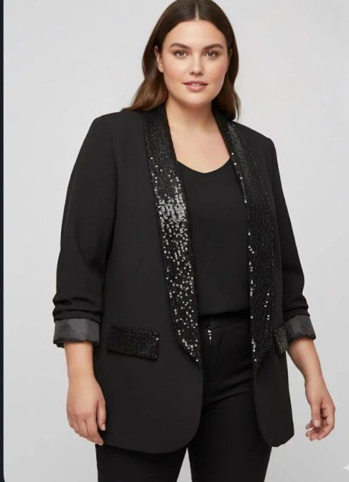 Blazer Noir à Sequins noirs