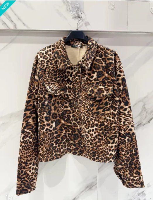 Veste peau de pêche imprimé léopard 